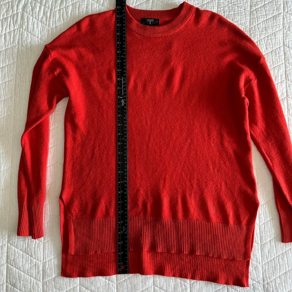 Tahari Women’s Viscose Blend Longline Crewneck Sweater Red | Size Large New - Picture 11 of 14